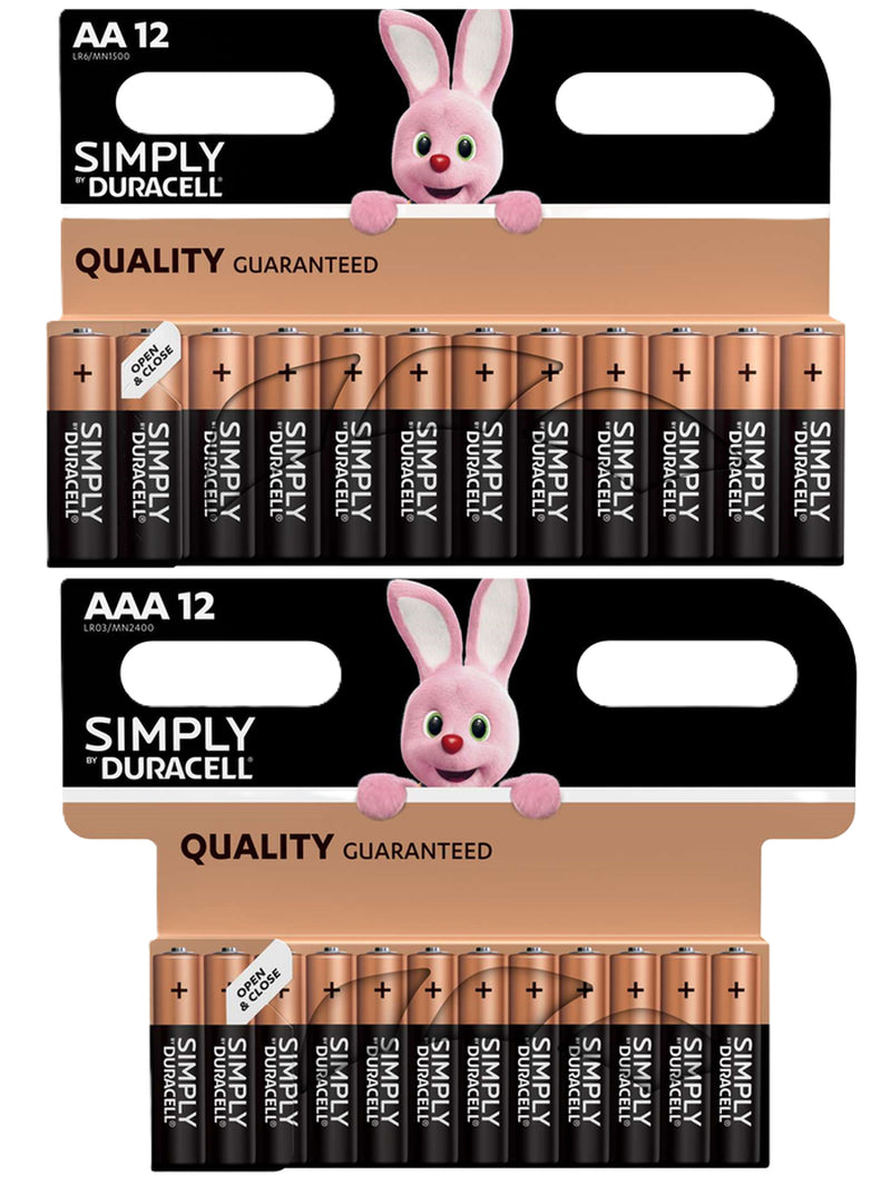 Duracell AA AAA Batteries Simply Alkaline Long Lasting LR03, LR6 Far Expiry