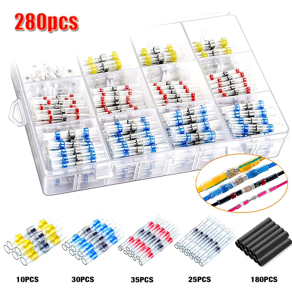 50-1000Pcs Solder Seal Wire Connectors Heat Shrink Solder Butt Insulated Connectors Solder Connector Kit Automotive Marine