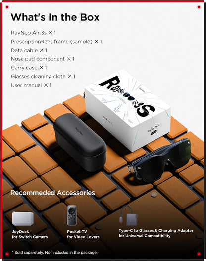 [2025 New]  Air 3S XR Glasses - AR Glasses 201" 120Hz FHD Hueview Eye-Care Video Display, Smart Gaming Glasses for Iphone 16,15/Android/Mac/Switch/Ps5/Steamdeck.