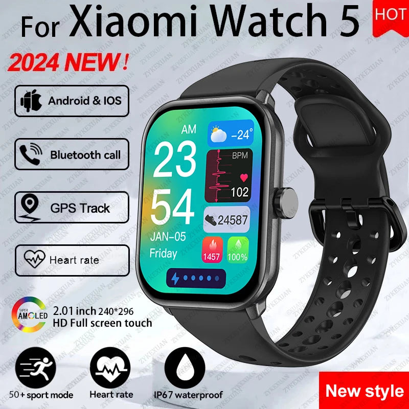 For Xiaomi Watch 5 Global Version Men Women HD AMOLED Screen Heart Rate Bluetooth Call GPS Track Waterproof Sports Smart Watch