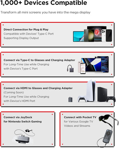 [2025 New]  Air 3S XR Glasses - AR Glasses 201" 120Hz FHD Hueview Eye-Care Video Display, Smart Gaming Glasses for Iphone 16,15/Android/Mac/Switch/Ps5/Steamdeck.