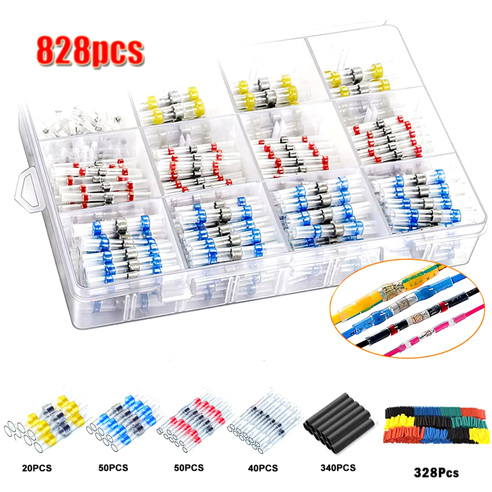 50-1000Pcs Solder Seal Wire Connectors Heat Shrink Solder Butt Insulated Connectors Solder Connector Kit Automotive Marine