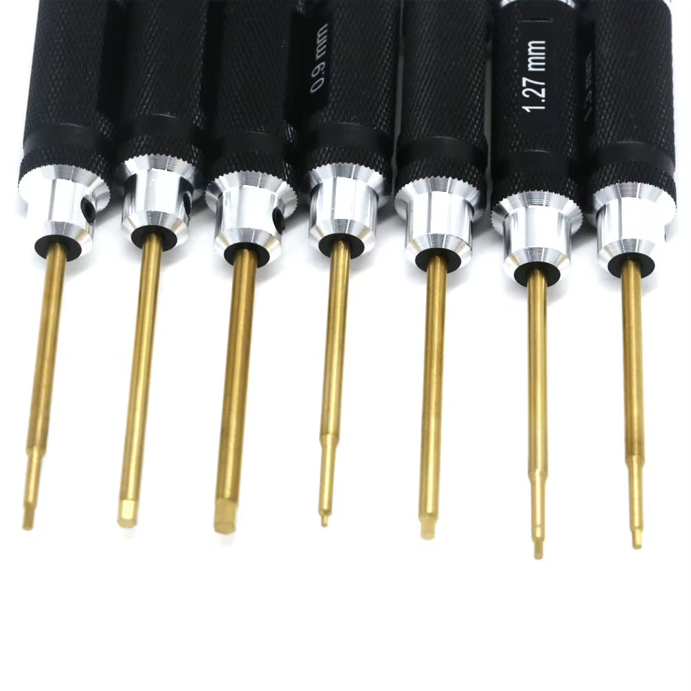7Pcs Titanium Plating Mini Precision Hex Screwdriver Tool Set Allen Driver for RC Helicopter Drone Aircraft Model Repair Tools
