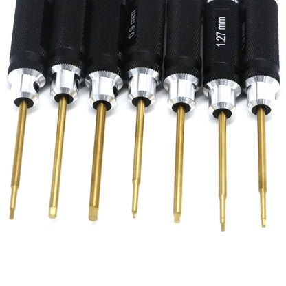 7Pcs Titanium Plating Mini Precision Hex Screwdriver Tool Set Allen Driver for RC Helicopter Drone Aircraft Model Repair Tools