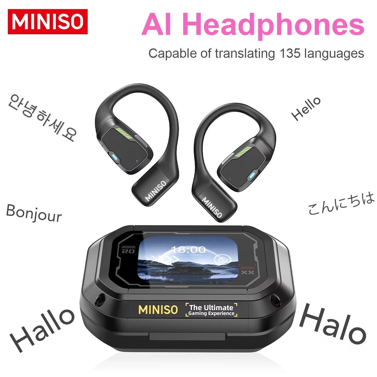 Translator Earphone  M98 AI Wireless Headphones Office Chat Headset ASMR Headset DIY APP AI Wireless Headphones with Mi