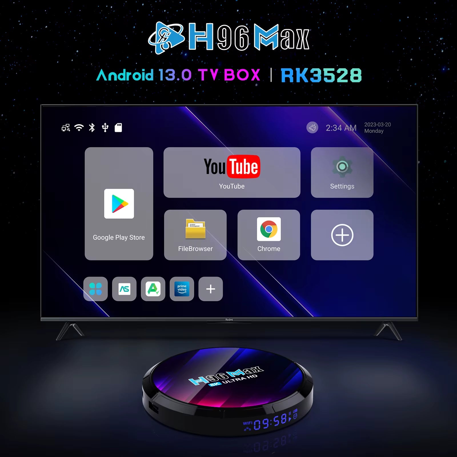 Android TV Box MAX RK3528 Android Box Support 2.4G/5.8G Wifi6 BT5.0 4K Video Set Top TV Box Decode and Play 8K 24Fps