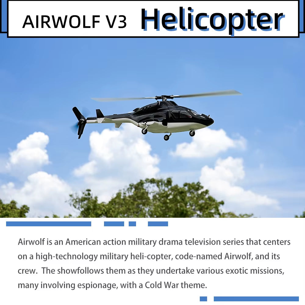 Airwolf V3 Scale Helicopter H2 ACE Flight Control 450 Class Gps Airwolf 6CH Fw450 Airwolf Rc Helicopter One Click Return