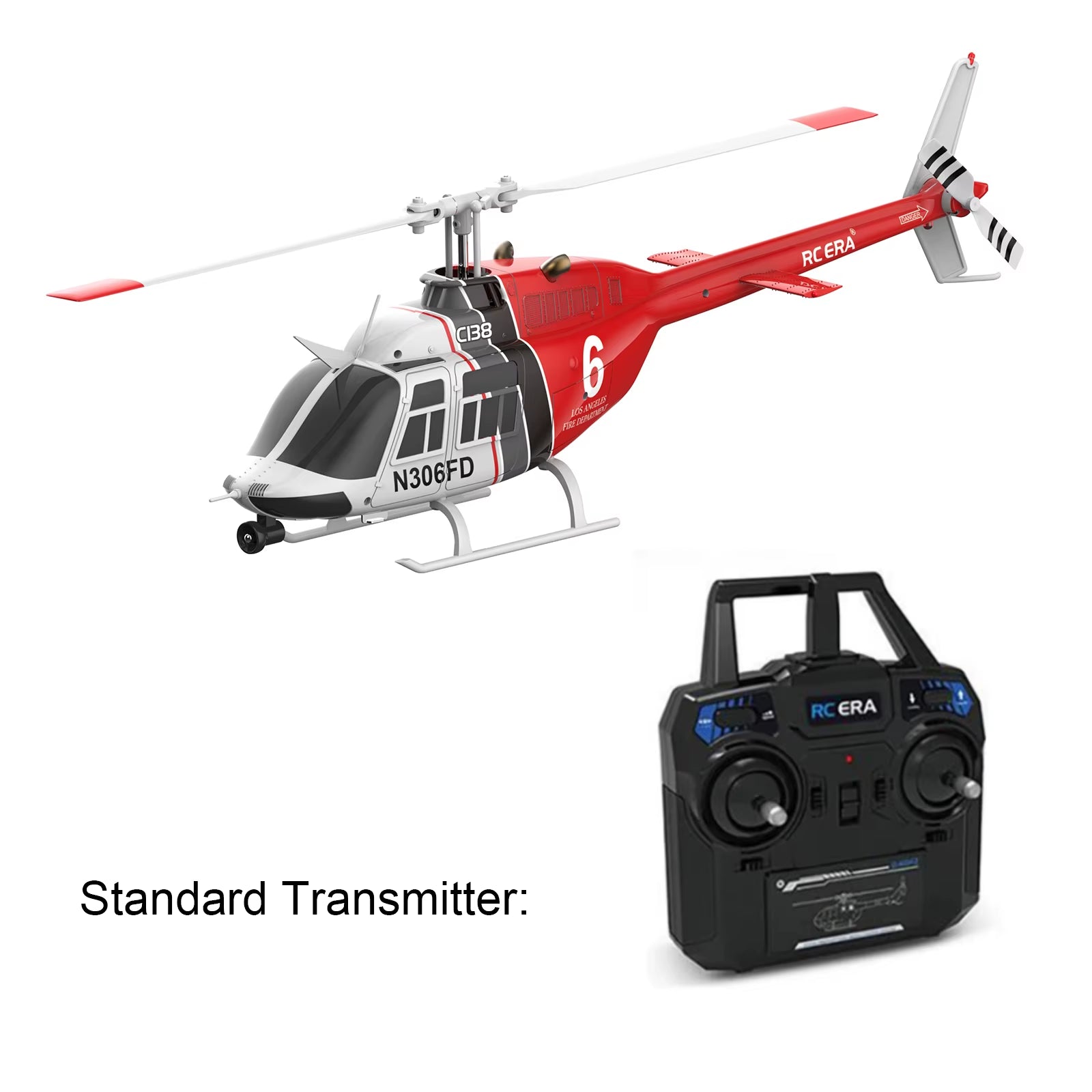 C138 BELL 206 Jet Ranger 6-Axis Gyro Stabilized Altitude Hold 4Ch RC Helicopter Aircraft Hobby for Adults -RTF