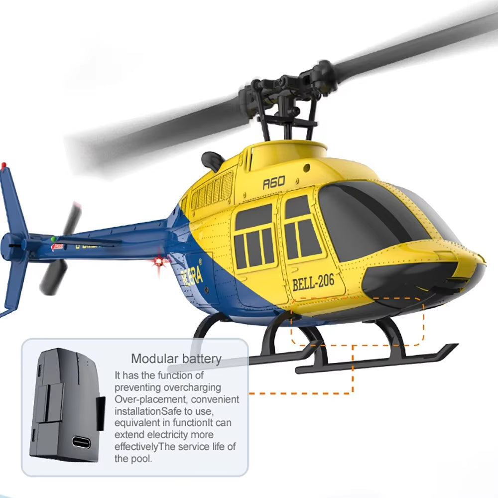 A60 4CH RC Helicopter 1/42 RC EAR RTF 2.4G Remote Control Helicopter Optical Flow Localization Altitude Hold Aircraft Model