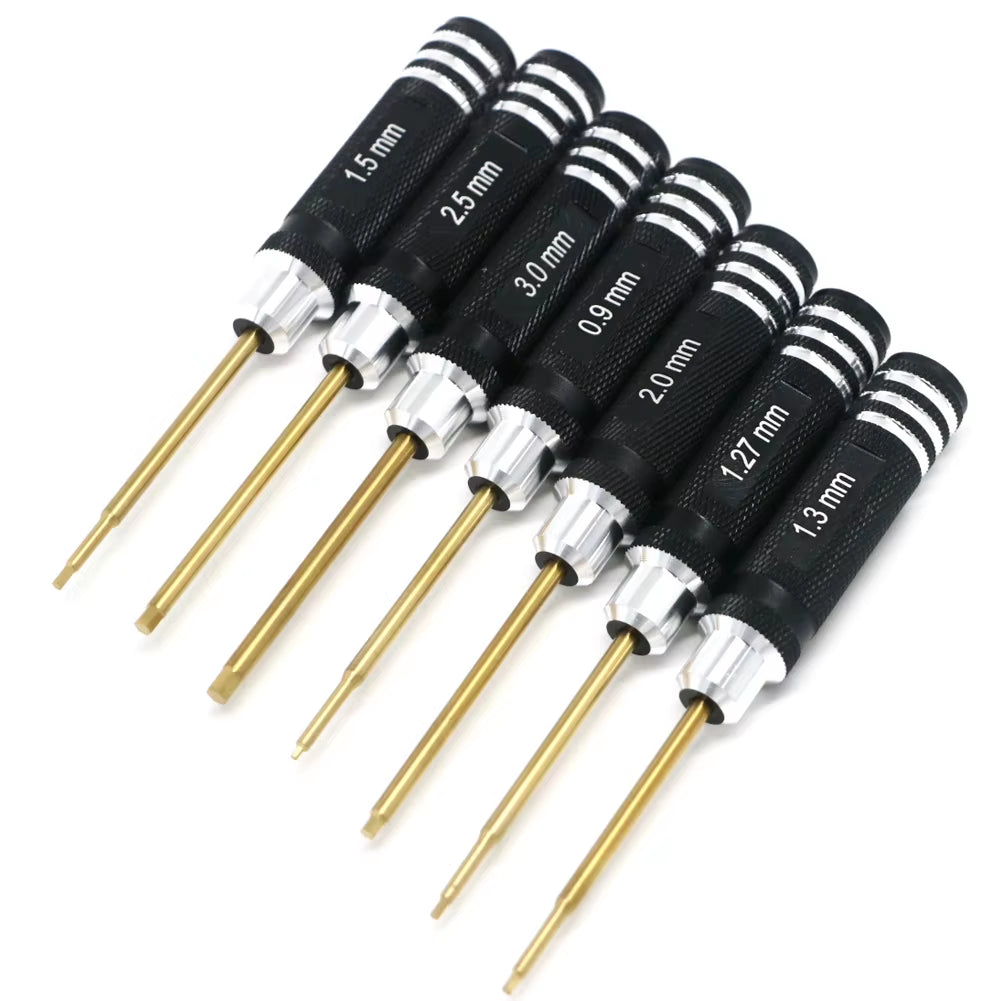 7Pcs Titanium Plating Mini Precision Hex Screwdriver Tool Set Allen Driver for RC Helicopter Drone Aircraft Model Repair Tools