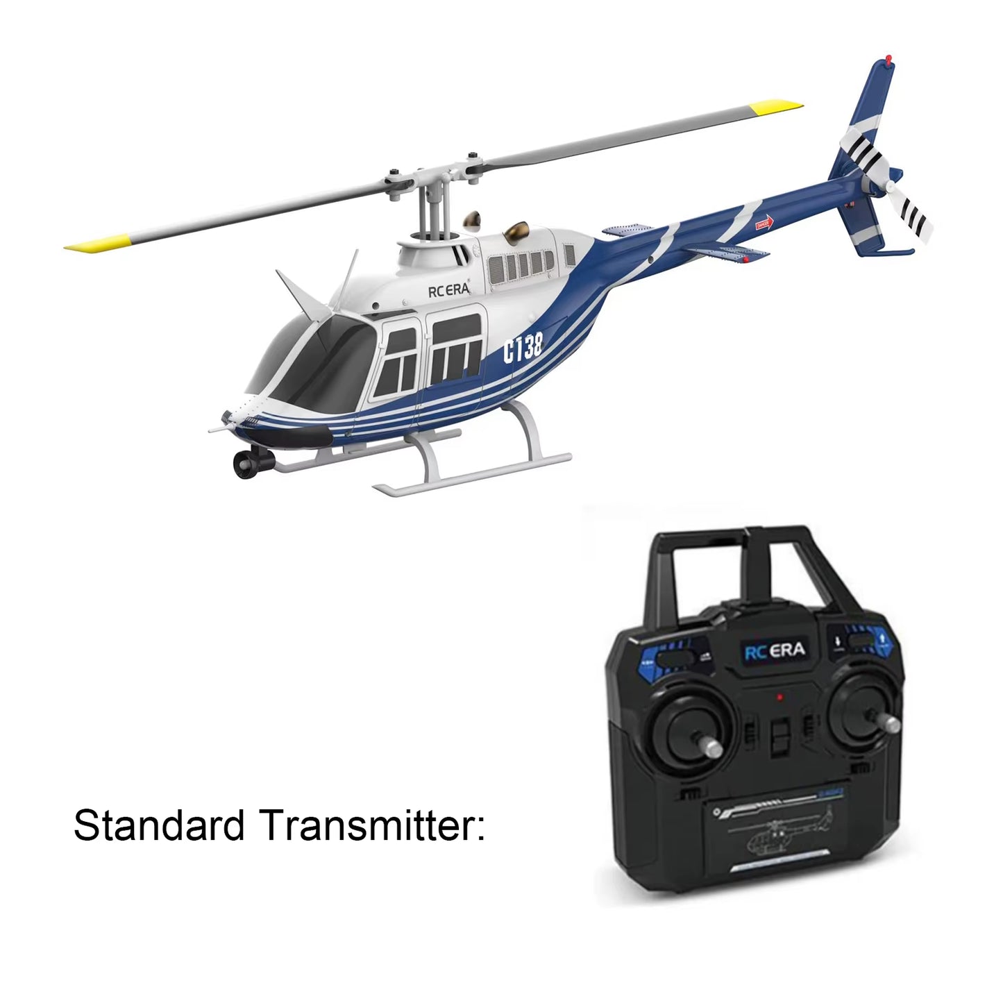 C138 BELL 206 Jet Ranger 6-Axis Gyro Stabilized Altitude Hold 4Ch RC Helicopter Aircraft Hobby for Adults -RTF