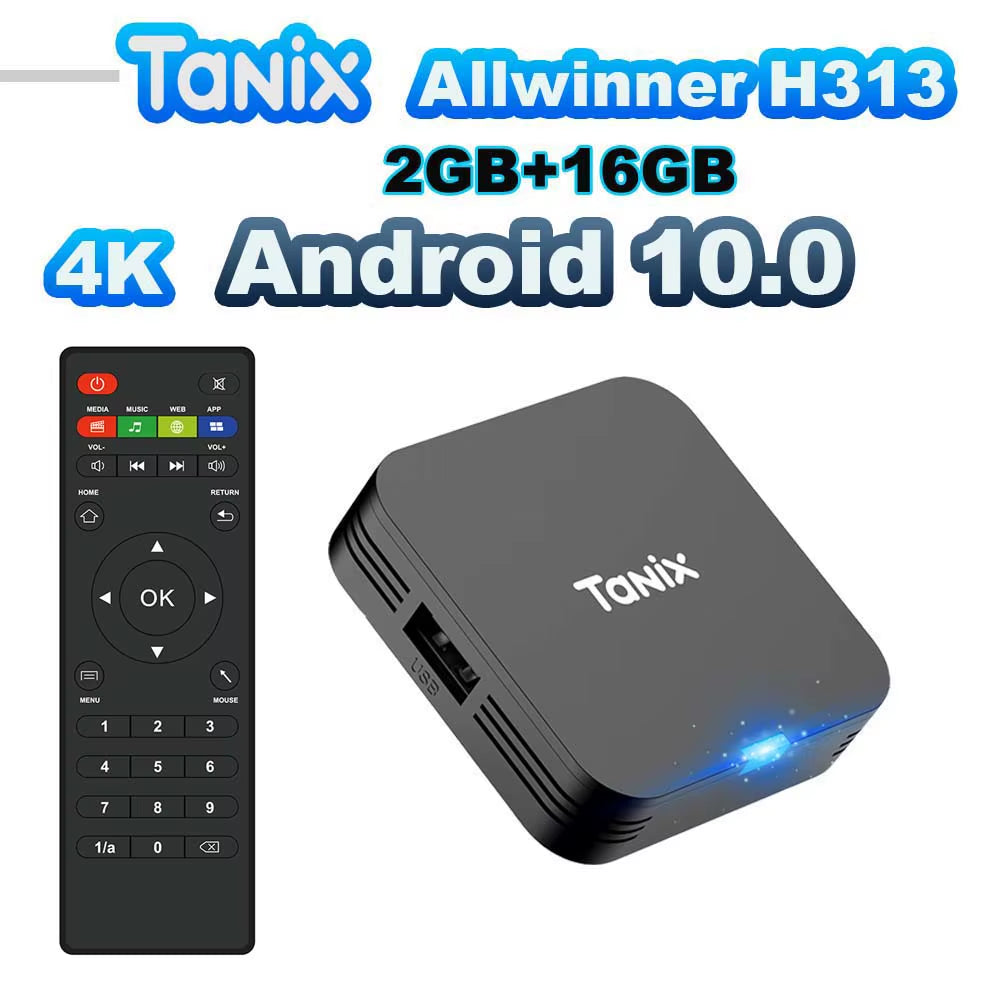 TX1 Android 10 TV Box 2.4G WIFI 4K HDR 3D 8GB 16GB Allwinner H313 Quad Core Global Media Player DC 5V/2A