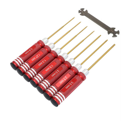 7Pcs Titanium Plating Mini Precision Hex Screwdriver Tool Set Allen Driver for RC Helicopter Drone Aircraft Model Repair Tools