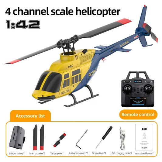 A60 4CH RC Helicopter 1/42 RC EAR RTF 2.4G Remote Control Helicopter Optical Flow Localization Altitude Hold Aircraft Model