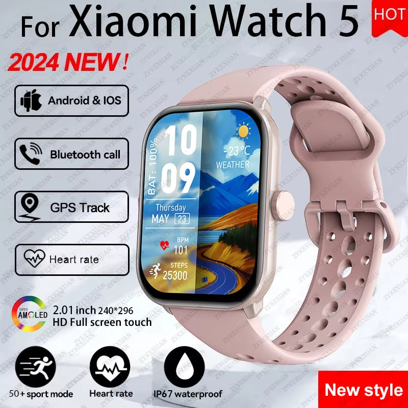 For Xiaomi Watch 5 Global Version Men Women HD AMOLED Screen Heart Rate Bluetooth Call GPS Track Waterproof Sports Smart Watch