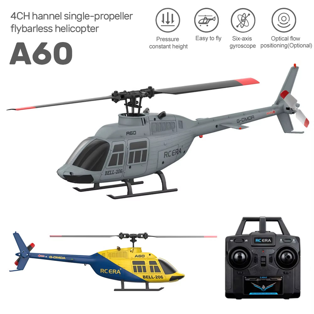A60 4CH RC Helicopter 1/42 RC EAR RTF 2.4G Remote Control Helicopter Optical Flow Localization Altitude Hold Aircraft Model