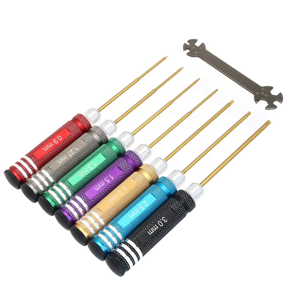 7Pcs Titanium Plating Mini Precision Hex Screwdriver Tool Set Allen Driver for RC Helicopter Drone Aircraft Model Repair Tools